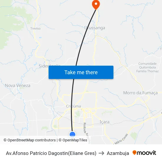 Av.Afonso Patrício Dagostin(Eliane Gres) to Azambuja map