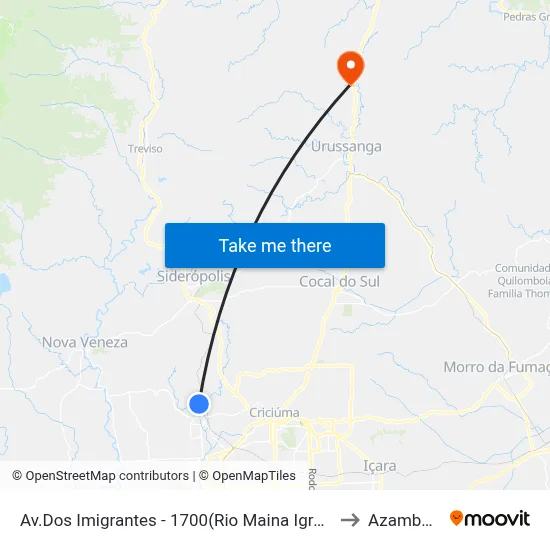 Av.Dos Imigrantes - 1700(Rio Maina Igreja) to Azambuja map