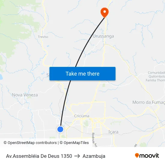 Av.Assembléia De Deus 1350 to Azambuja map