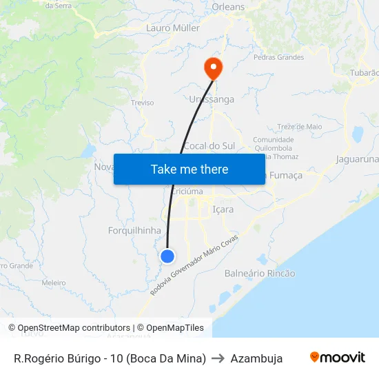 R.Rogério Búrigo - 10 (Boca Da Mina) to Azambuja map