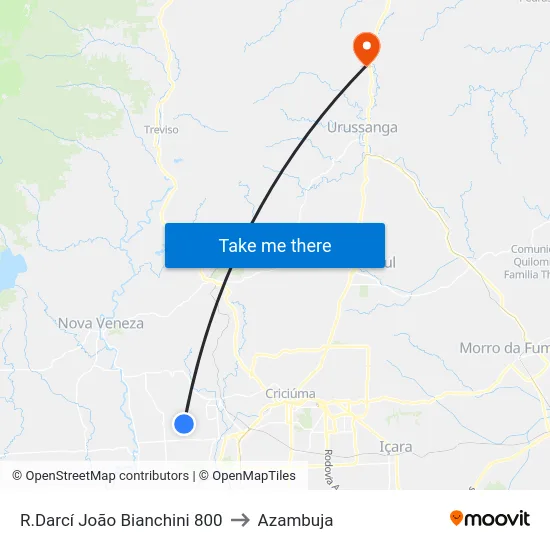 R.Darcí João Bianchini 800 to Azambuja map
