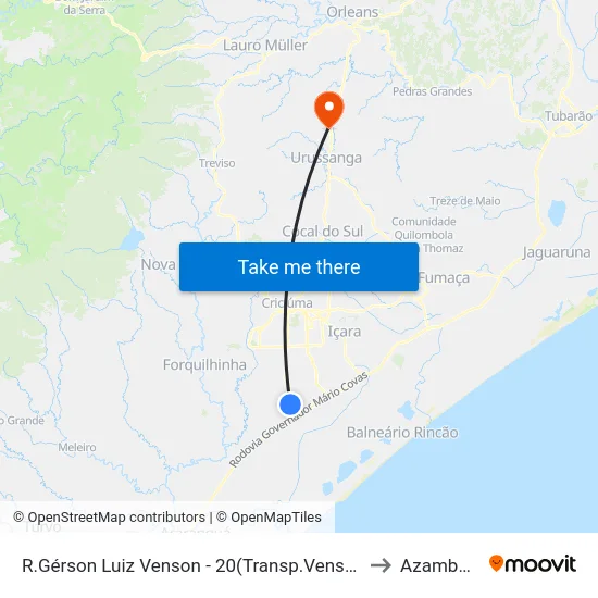 R.Gérson Luiz Venson - 20(Transp.Venson) to Azambuja map