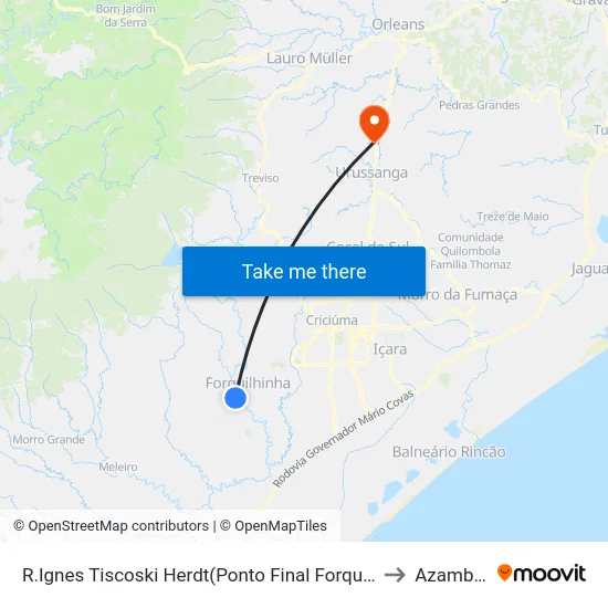 R.Ignes Tiscoski Herdt(Ponto Final Forquilhinha) to Azambuja map