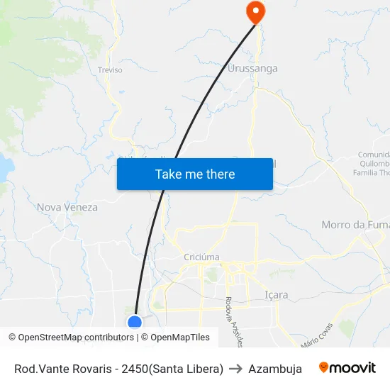 Rod.Vante Rovaris - 2450(Santa Libera) to Azambuja map