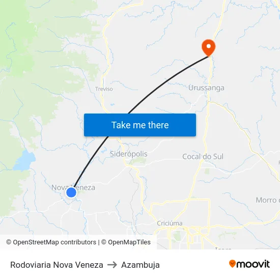 Rodoviaria Nova Veneza to Azambuja map
