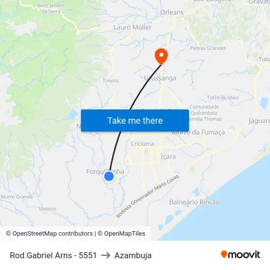 Rod.Gabriel Arns - 5551 to Azambuja map