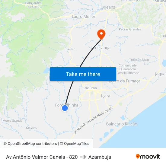 Av.Antônio Valmor Canela - 820 to Azambuja map