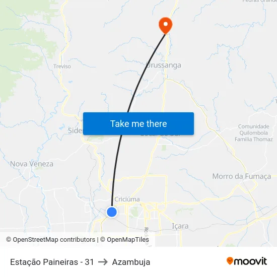 Estação Paineiras - 31 to Azambuja map