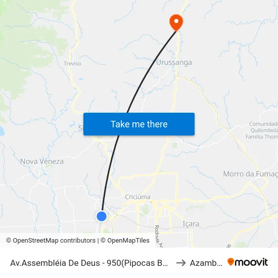 Av.Assembléia De Deus - 950(Pipocas Beija Flor) to Azambuja map
