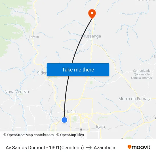 Av.Santos Dumont - 1301(Cemitério) to Azambuja map