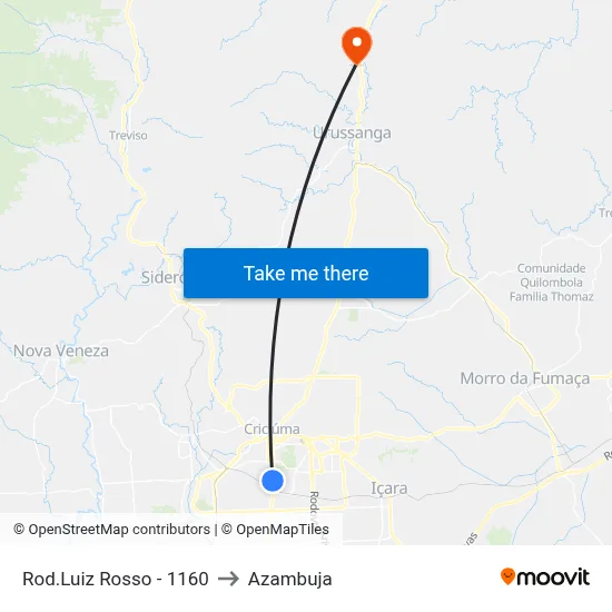 Rod.Luiz Rosso - 1160 to Azambuja map