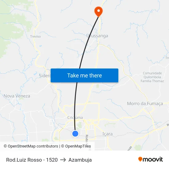 Rod.Luiz Rosso - 1520 to Azambuja map