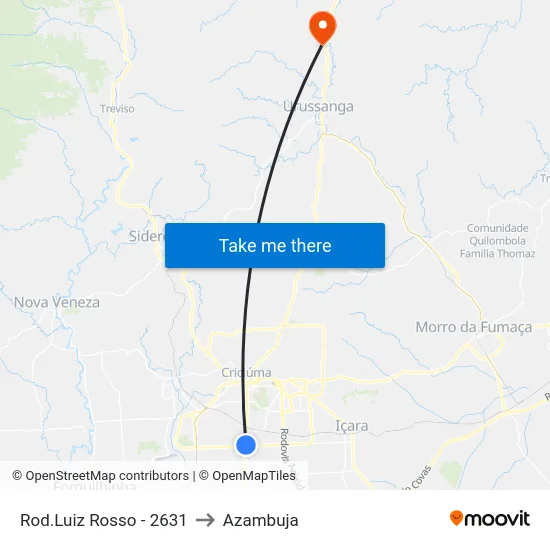 Rod.Luiz Rosso - 2631 to Azambuja map