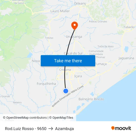 Rod.Luiz Rosso - 9650 to Azambuja map