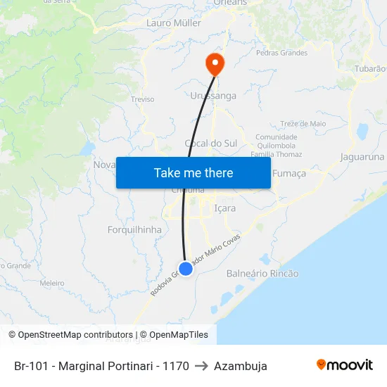 Br-101 - Marginal Portinari - 1170 to Azambuja map