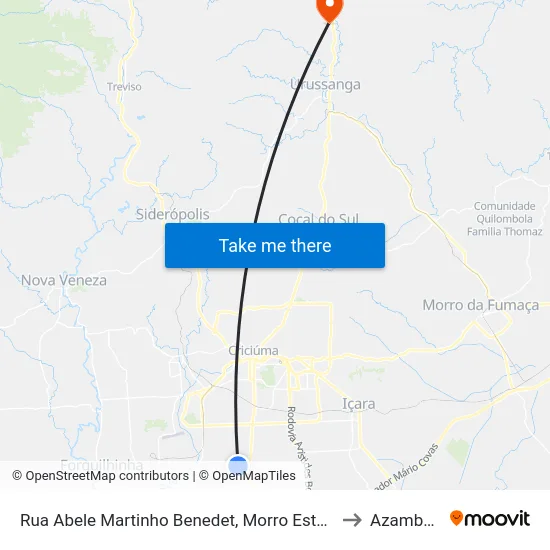 Rua Abele Martinho Benedet, Morro Estevão to Azambuja map