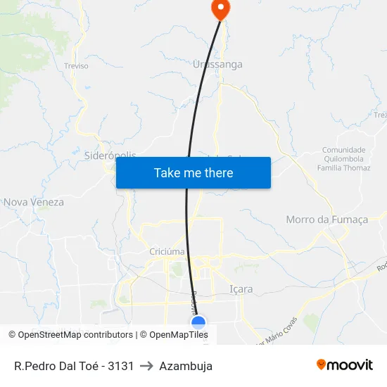 R.Pedro Dal Toé - 3131 to Azambuja map