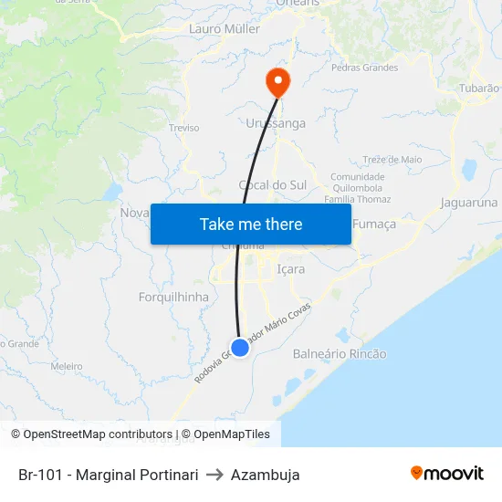 Br-101 - Marginal Portinari to Azambuja map