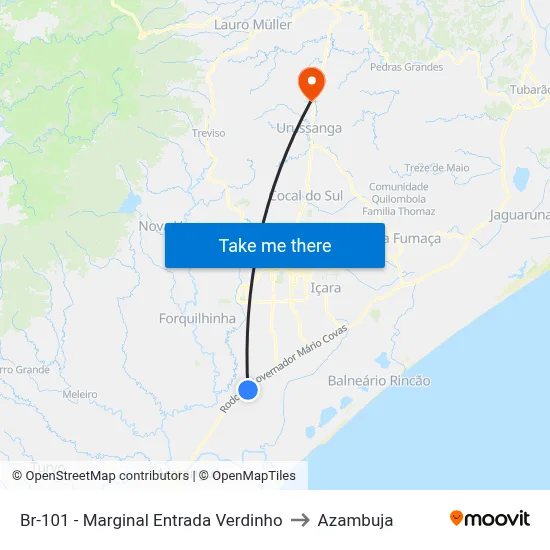 Br-101 - Marginal Entrada Verdinho to Azambuja map