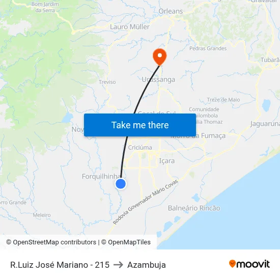 R.Luiz José Mariano - 215 to Azambuja map