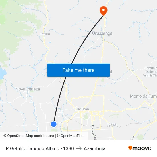 R.Getúlio Cândido Albino - 1330 to Azambuja map