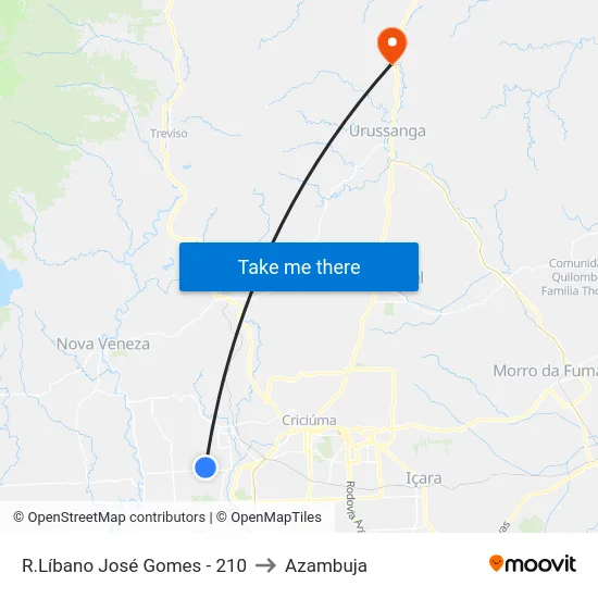 R.Líbano José Gomes - 210 to Azambuja map