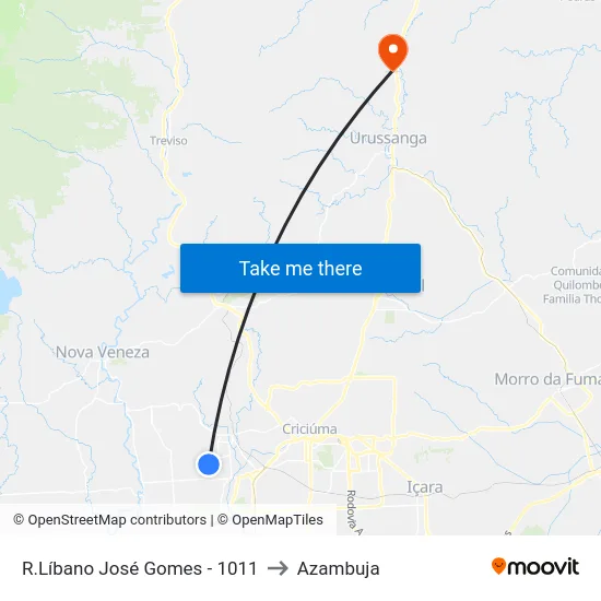 R.Líbano José Gomes - 1011 to Azambuja map