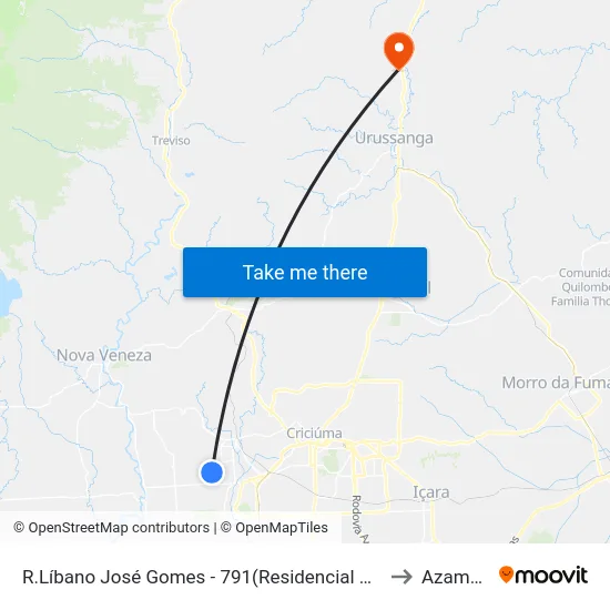 R.Líbano José Gomes - 791(Residencial Santa Luzia) to Azambuja map