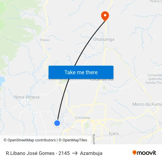 R.Líbano José Gomes - 2145 to Azambuja map