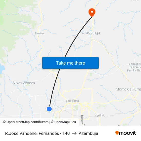 R.José Vanderlei Fernandes - 140 to Azambuja map