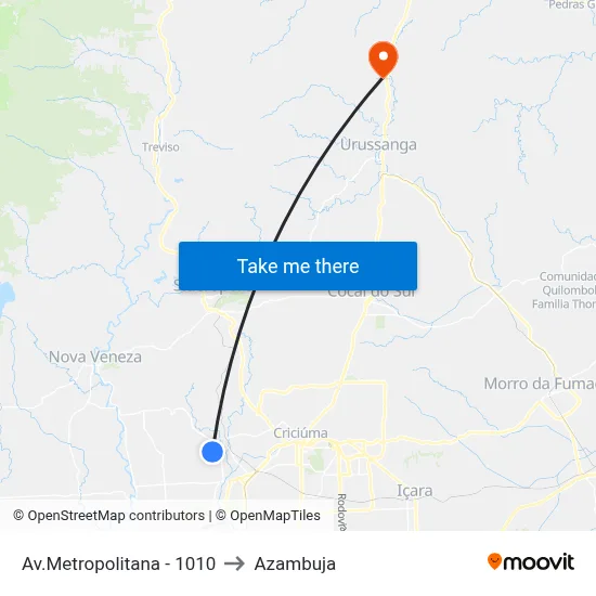 Av.Metropolitana - 1010 to Azambuja map