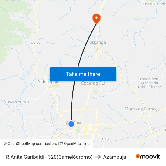 R.Anita Garibaldi - 320(Camelódromo) to Azambuja map
