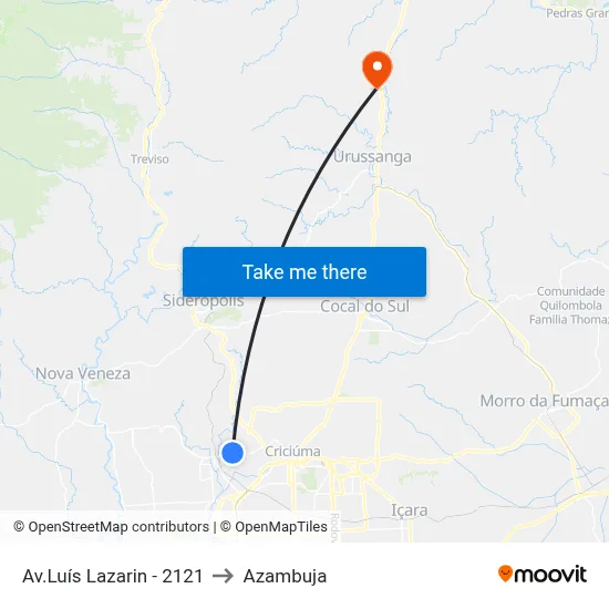 Av.Luís Lazarin - 2121 to Azambuja map