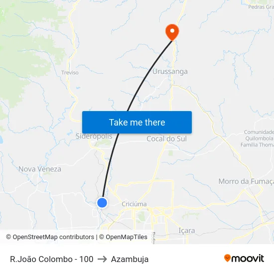 R.João Colombo - 100 to Azambuja map