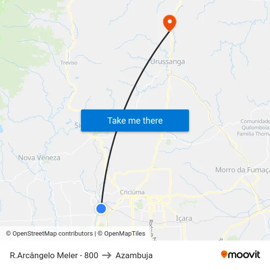 R.Arcângelo Meler - 800 to Azambuja map