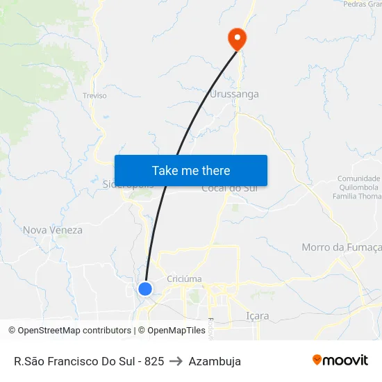 R.São Francisco Do Sul - 825 to Azambuja map