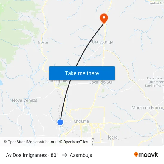 Av.Dos Imigrantes - 801 to Azambuja map