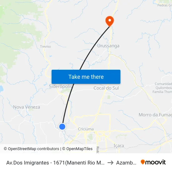 Av.Dos Imigrantes - 1671(Manenti Rio Maina) to Azambuja map