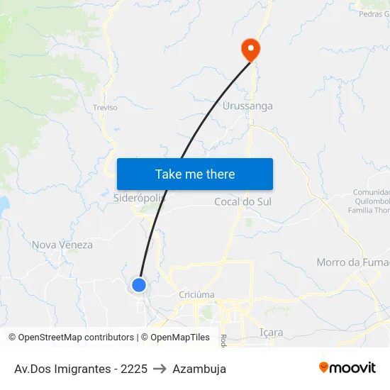 Av.Dos Imigrantes - 2225 to Azambuja map