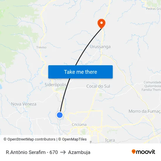 R.Antônio Serafim - 670 to Azambuja map