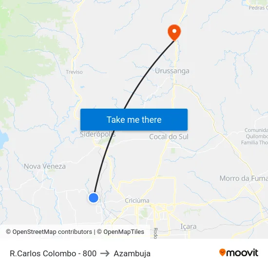 R.Carlos Colombo - 800 to Azambuja map