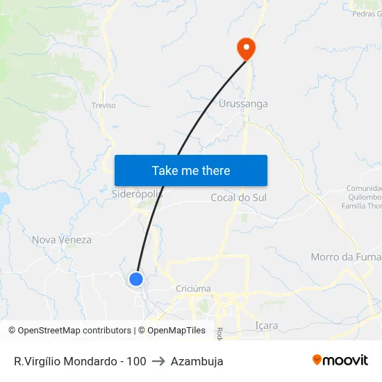 R.Virgílio Mondardo - 100 to Azambuja map