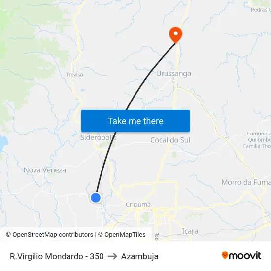 R.Virgílio Mondardo - 350 to Azambuja map