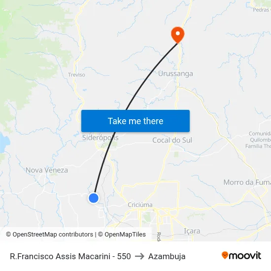 R.Francisco Assis Macarini - 550 to Azambuja map