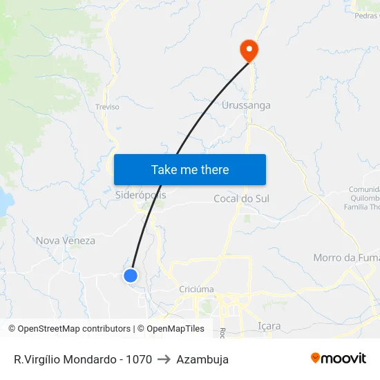 R.Virgílio Mondardo - 1070 to Azambuja map