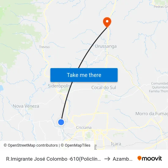 R.Imigrante José Colombo -610(Policlínica) to Azambuja map