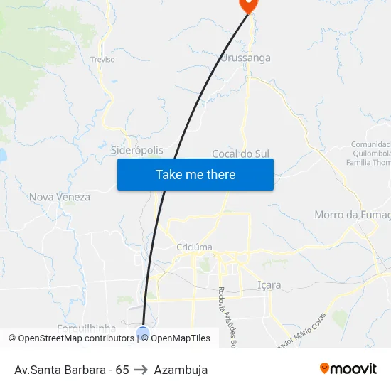 Av.Santa Barbara - 65 to Azambuja map