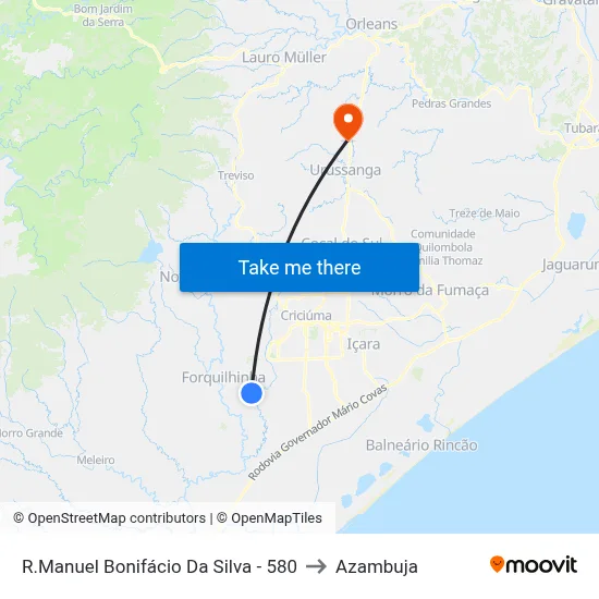 R.Manuel Bonifácio Da Silva - 580 to Azambuja map