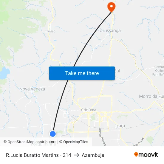 R.Lucia Buratto Martins - 214 to Azambuja map