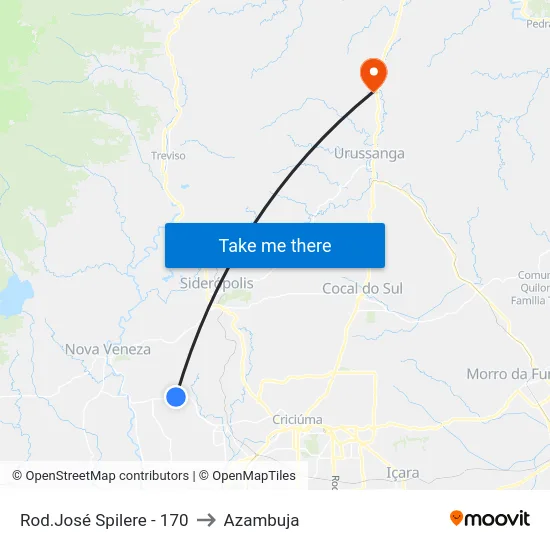 Rod.José Spilere - 170 to Azambuja map